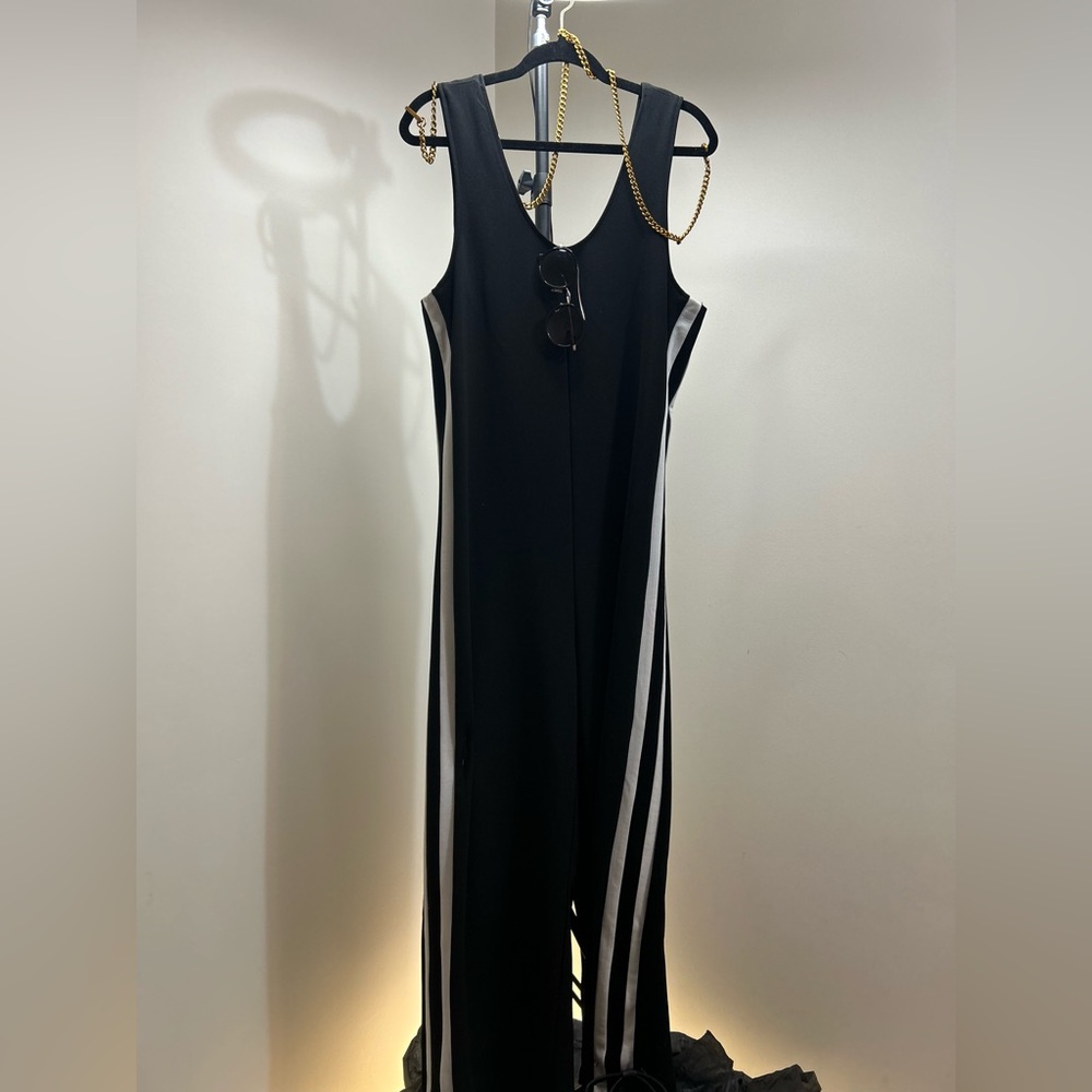 Wide-leg jumpsuit.